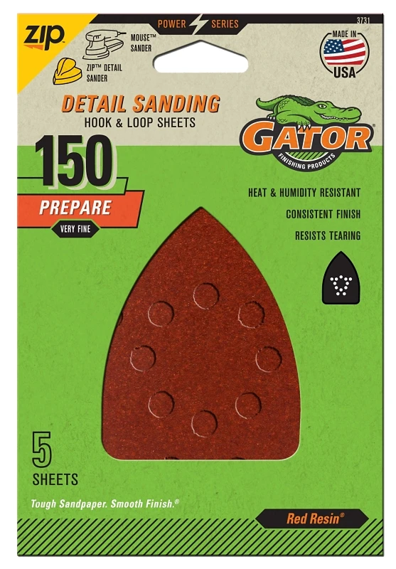 Detail Sanding Sheets, Aluminum Oxide, 150-Grit, 3.5 x 5 In., 5-Pk.