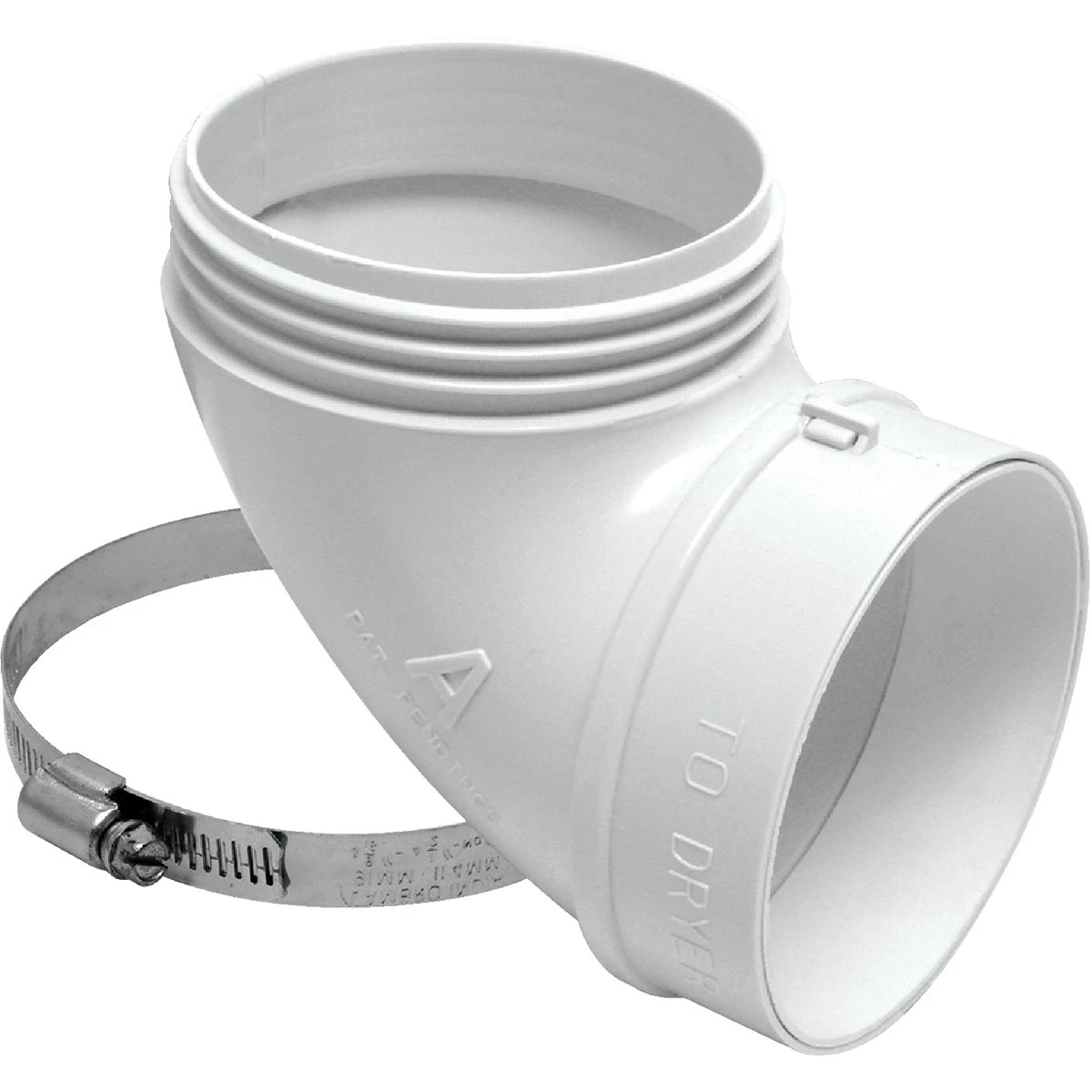 4 In. Quick Fit Clothes Dryer Exhaust Elbow, ABS White Plastic
