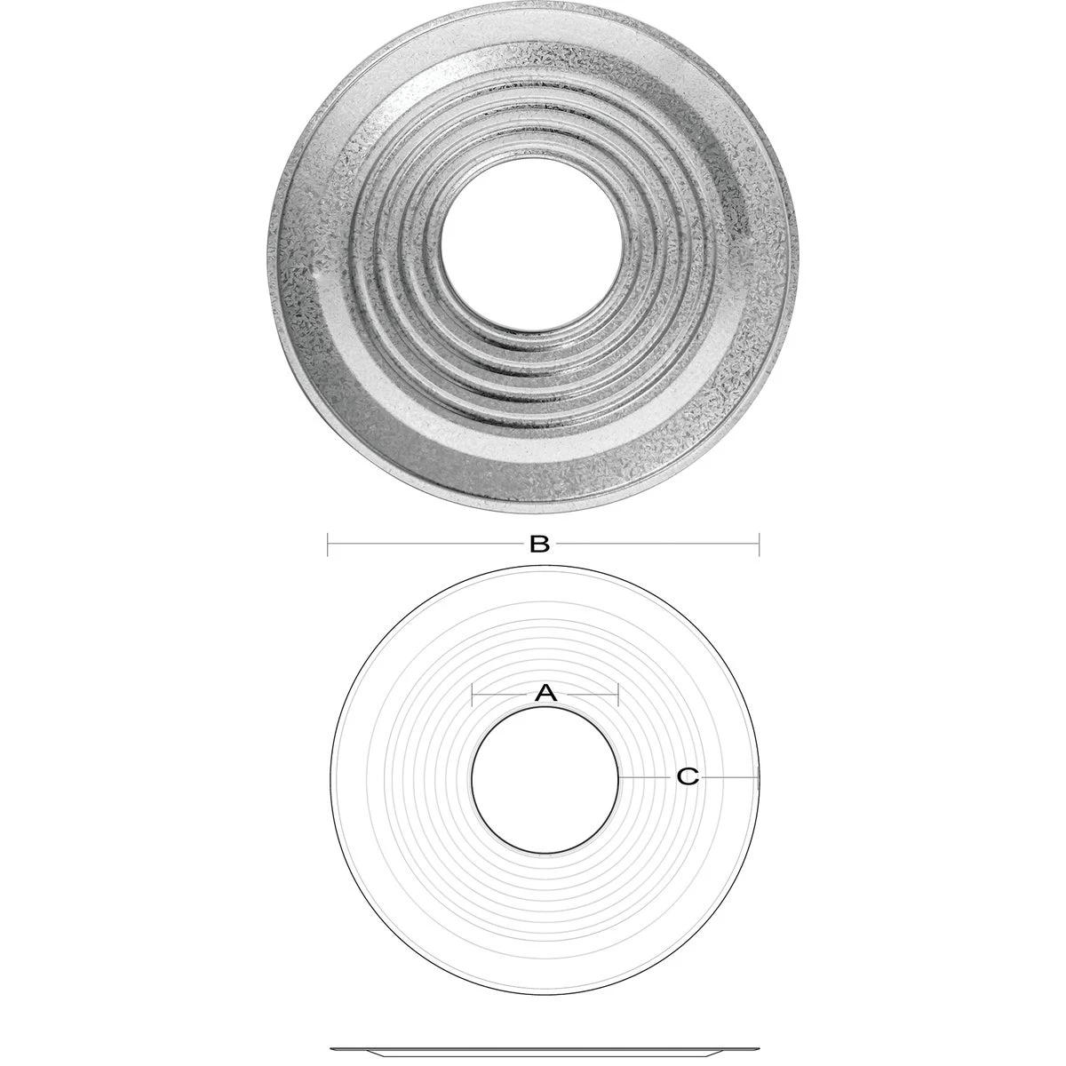 Gas Vent Pipe Collar, Galvanized, Type B, 6-In.