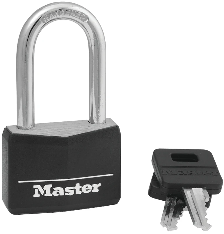 Keyed Padlock, Aluminum With Black Cover, 1-9/16-In.