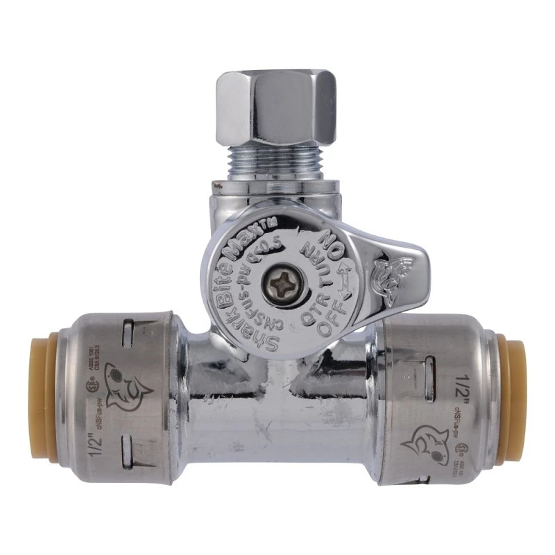 Push-Fit Service Tee Stop, 1/2 x 1/2 x 3/8 In.