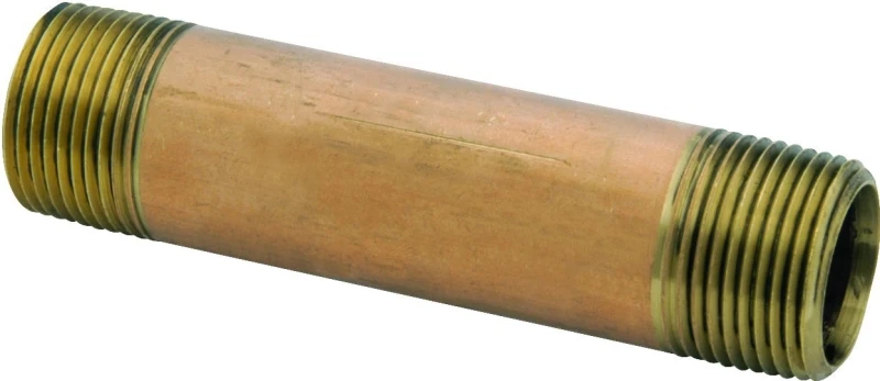 Red Brass Nipple, Lead Free, 1/8 x 4 In.