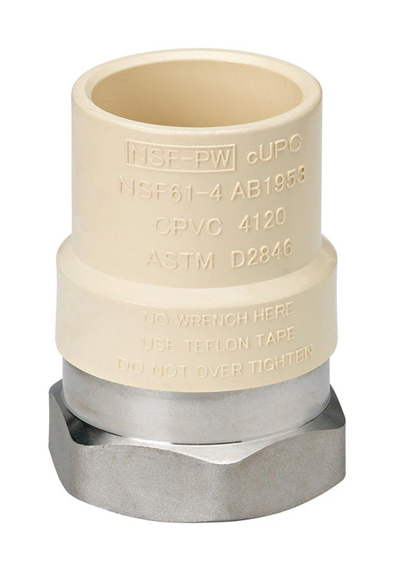 CPVC Transition Adapter, Stainless Steel, 1/2 In. FIP