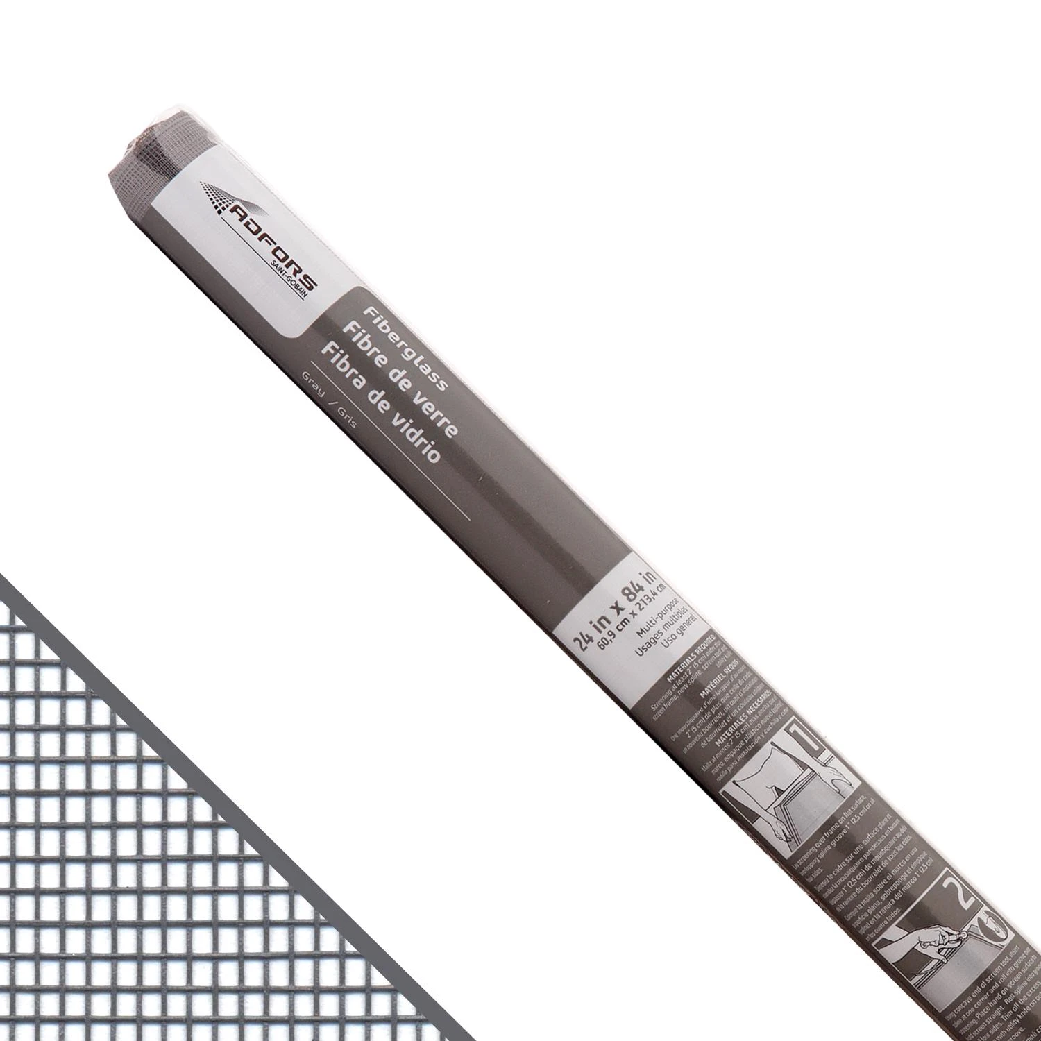 Fiberglass Window Screen, Gray, 24 In. x 7 Ft.