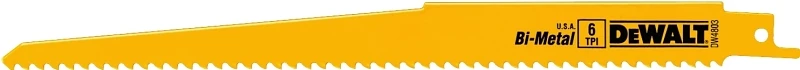 Bi-Metal Reciprocating Saw Blade, 6 TPI, 9 In.