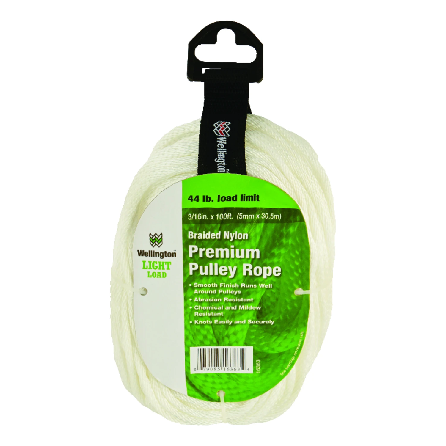 3/16 In. Diameter X 100 Ft. Length White Solid Braided Nylon Rope