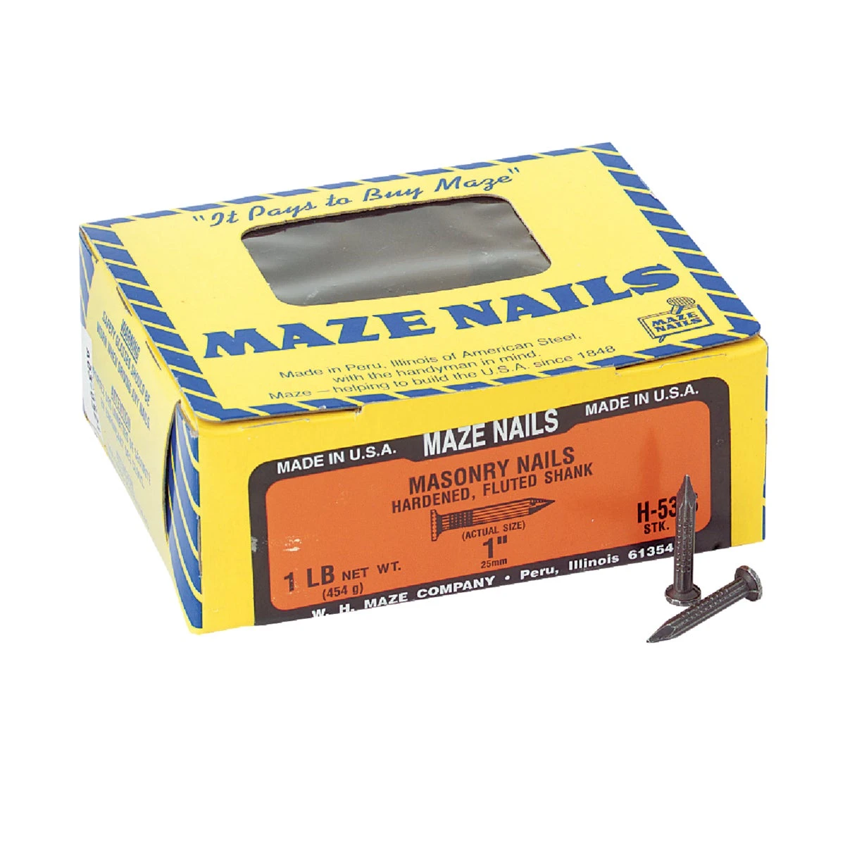Masonry Nail, Hardened Steel, Fluted Round, 1 In., 1 Lb.