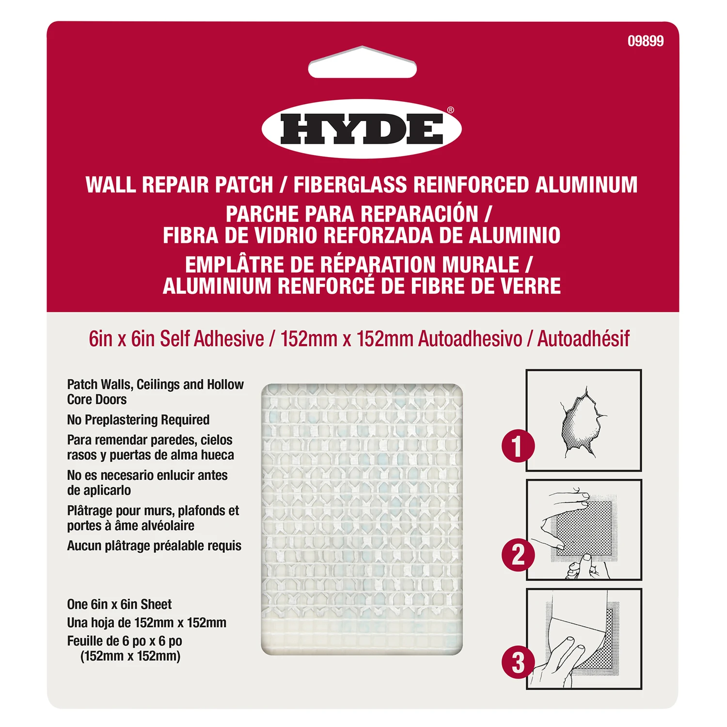 Self-Adhesive Aluminum Drywall Patch, 6 x 6-In.