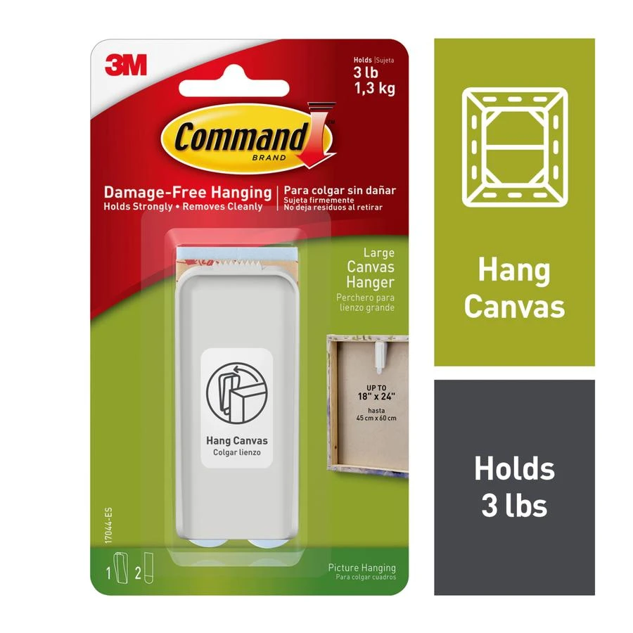 Large Canvas Hanger, White, 1 Hanger, 2 Strips/Pack