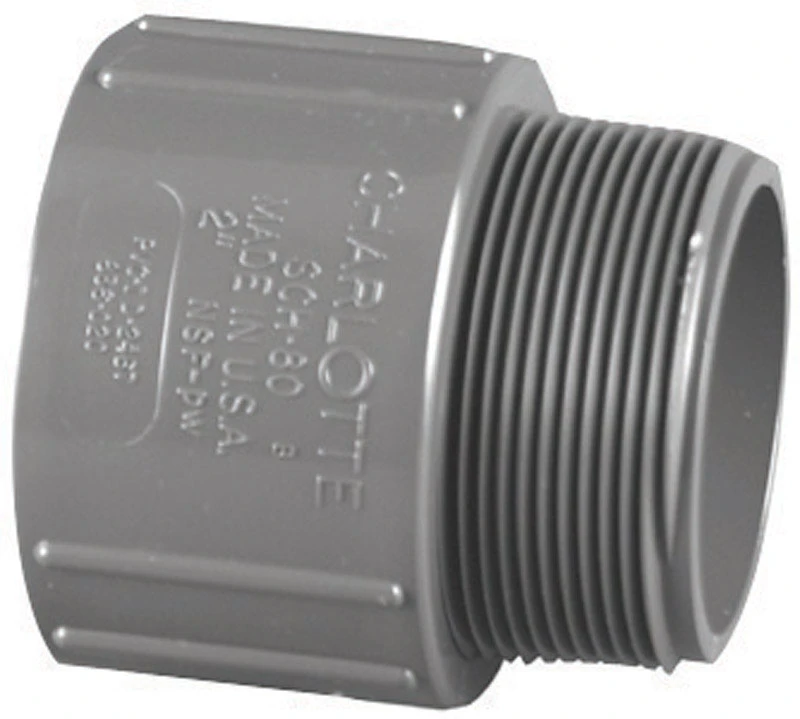 Schedule 80 PVC MPT Adapter, Gray, Slip x MT, 3/4 In.