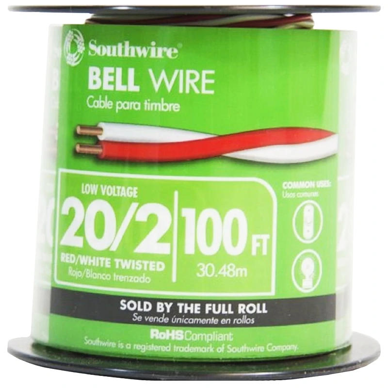 Bell Wire, Twisted, 20/2 AWG, 100 Ft.