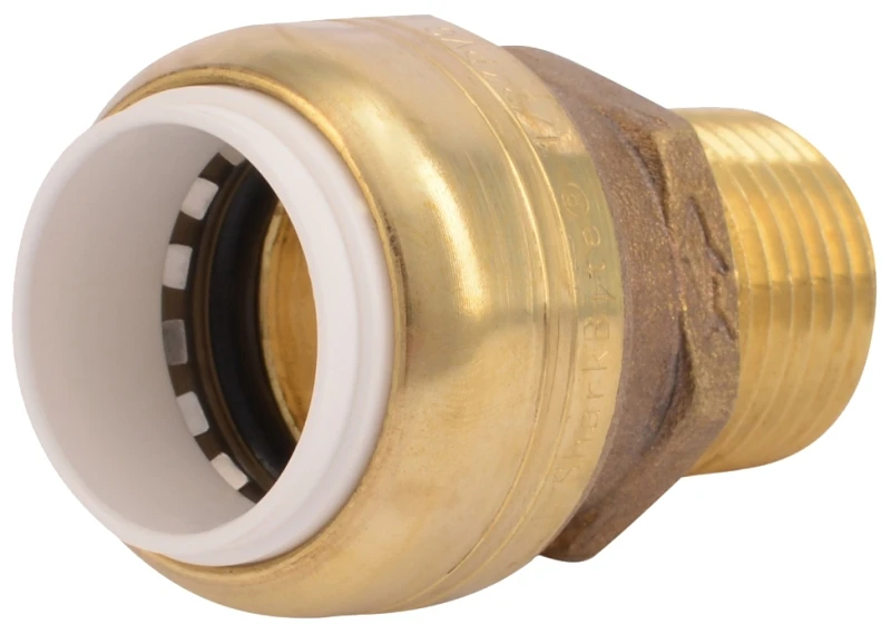Push Fit Pipe Connector, 1/2 In. PVC x 1/2 In. MPT