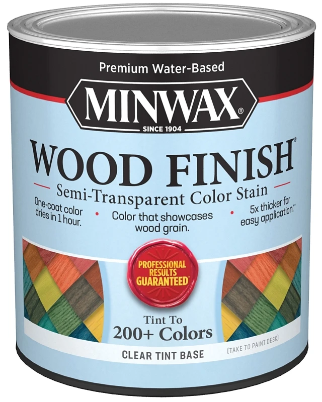 Wood Finish Stain, Water-Based, Semi-Transparent, Clear, 1-Qt.