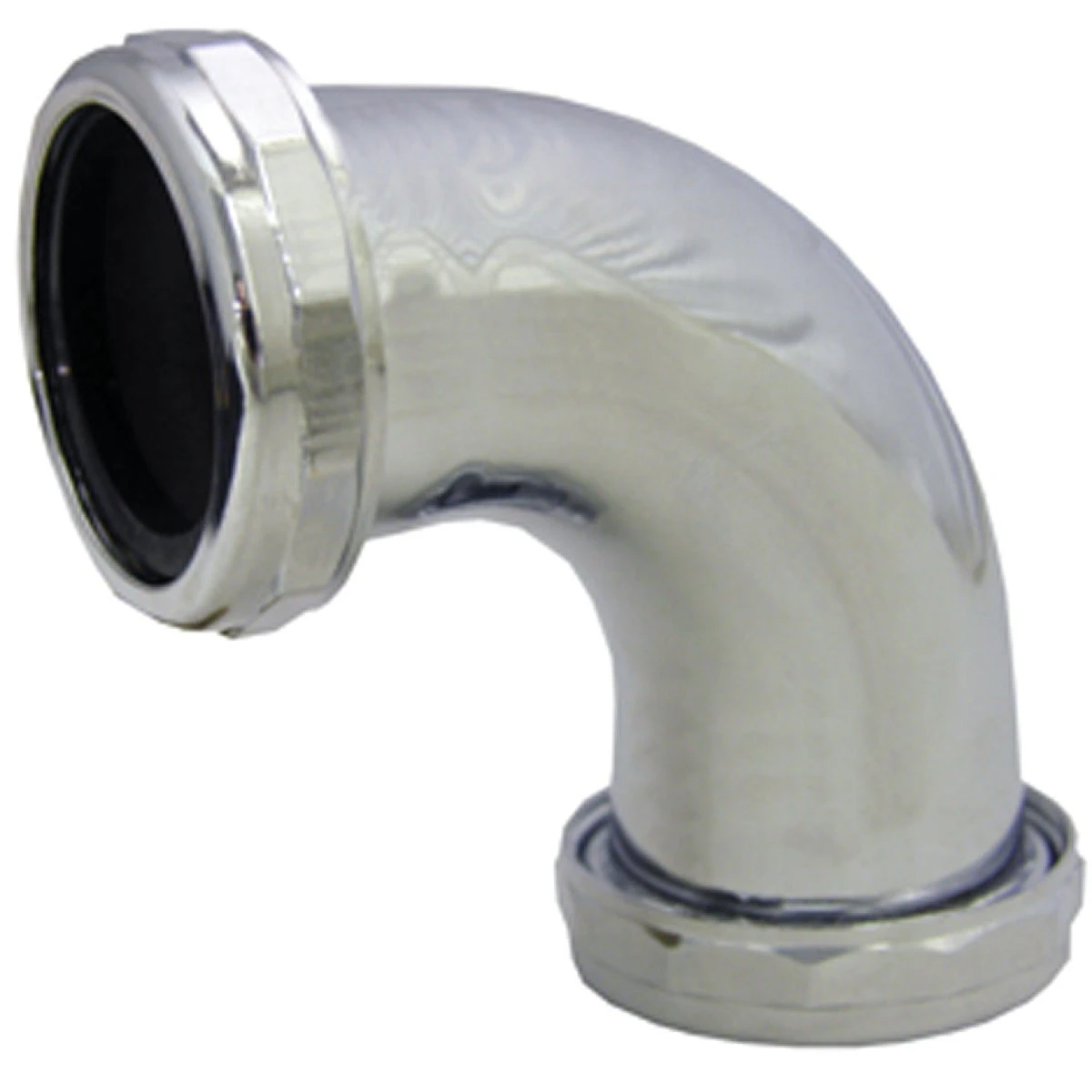 Pipe Fitting, Ell, 90-Degree, Slip Joint Elbow Ends, Chrome-Plated Brass, 1-1/2 In.