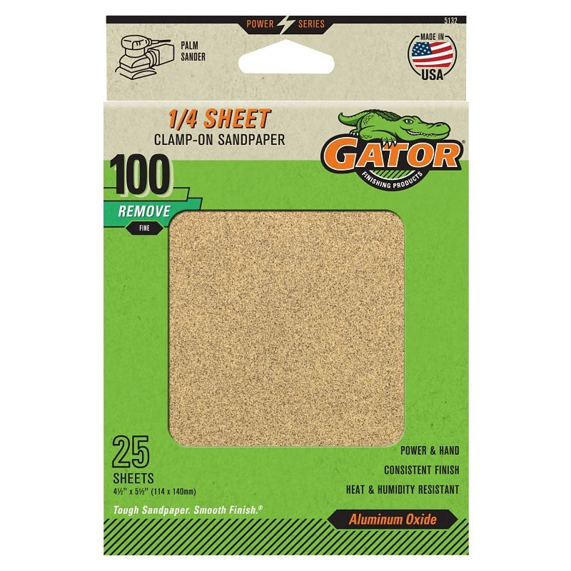 Sanding Sheets, Aluminum Oxide, 100-Grit, 4.5 x 5.5-In., 25-Pk.