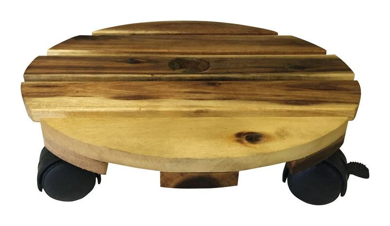 Wood Plant Caddy With Casters, 12-In.