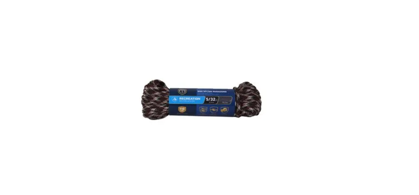 Paracord 550 Nylon Rope, Camouflage, 5/32 In. x 100 Ft.