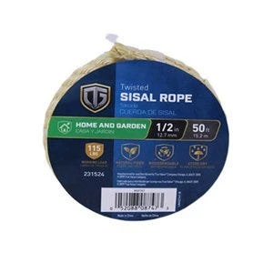 Sisal Rope, Twisted, 1/2 In. x 50 Ft.