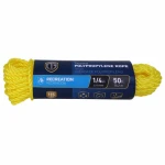 Polypropylene Rope, Twisted, Yellow, 1/4 In. x 50 Ft.