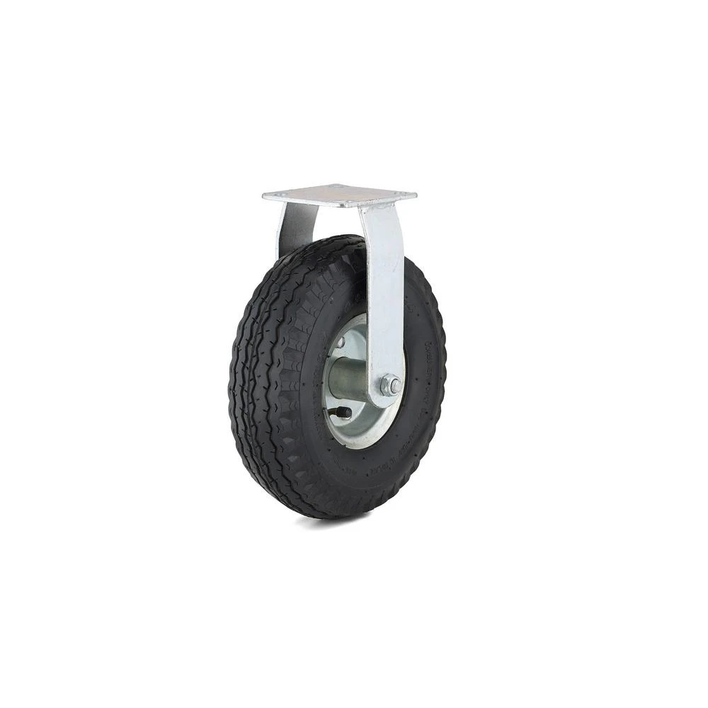 Rigid Caster, Pneumatic Wheel, 10 In.
