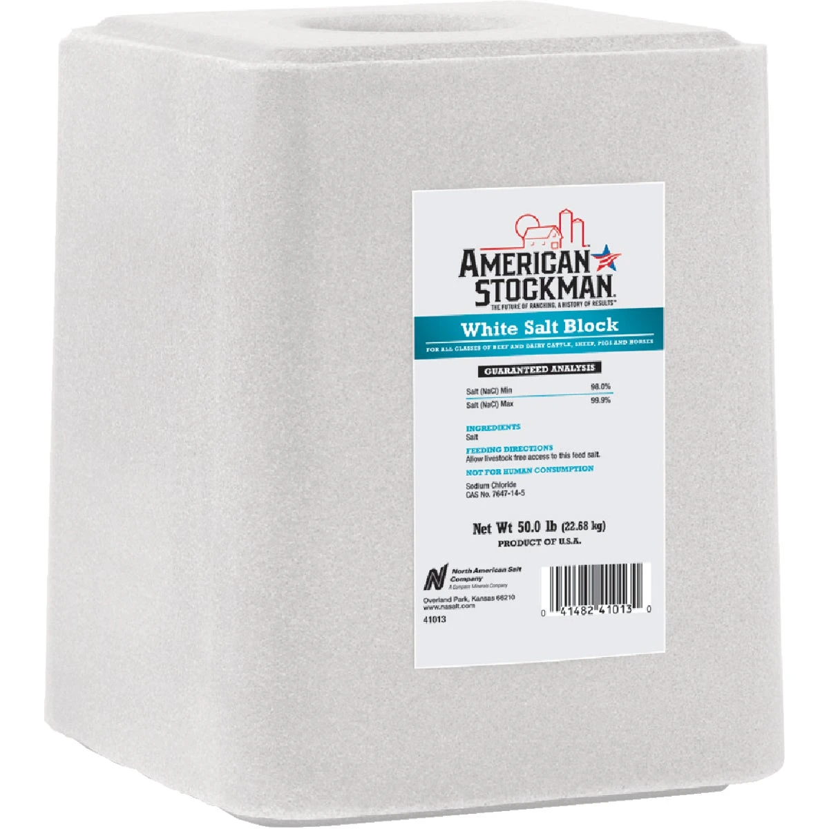 Plain White Salt Block Ag Salt, 50-Lbs.