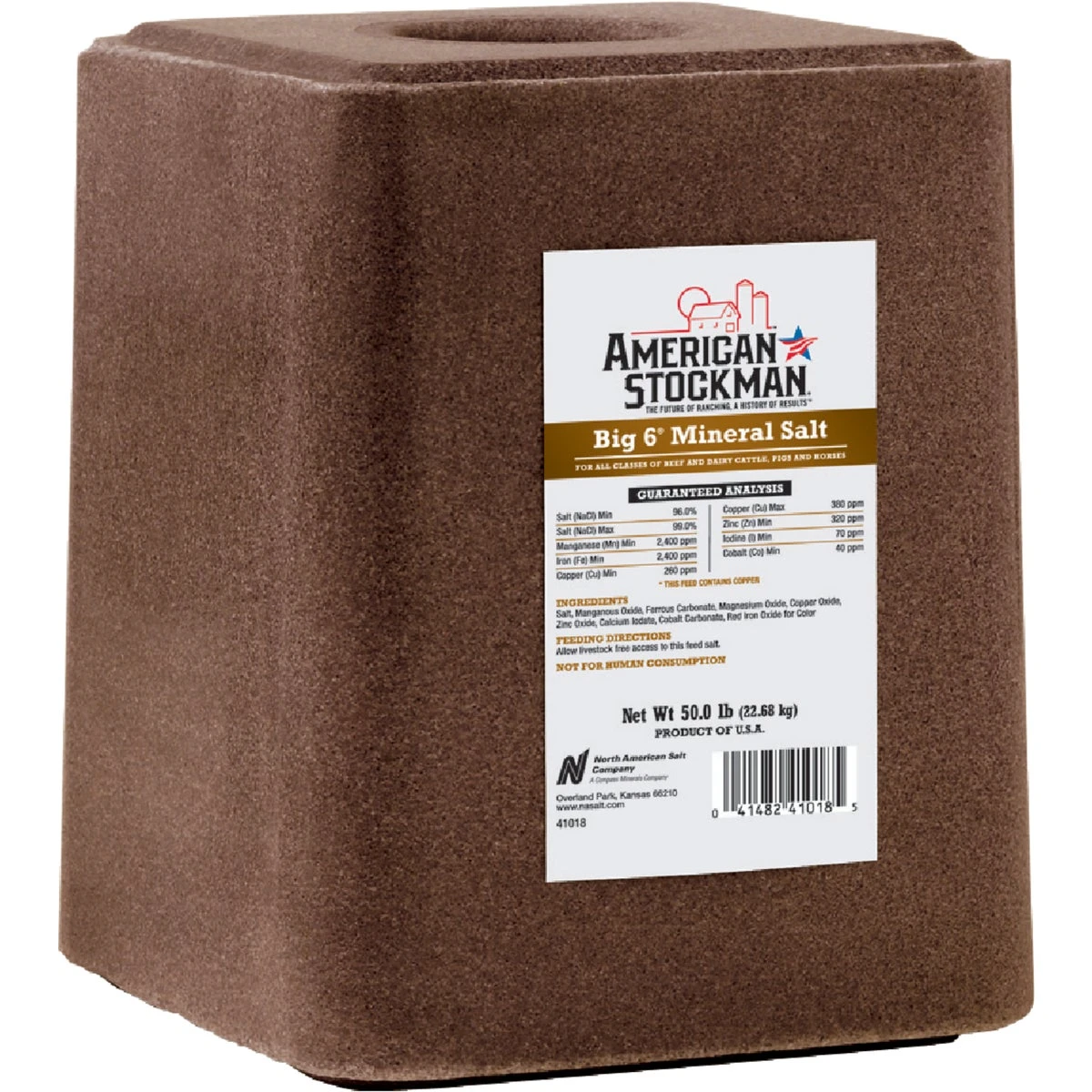 Big 6 Trace Mineral Block Ag Salt, 50-Lbs.