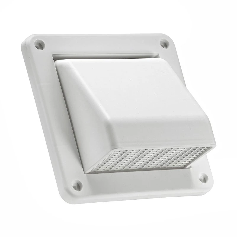 4 In. Fresh Air Intake Vent, Removable Screen, White Plastic
