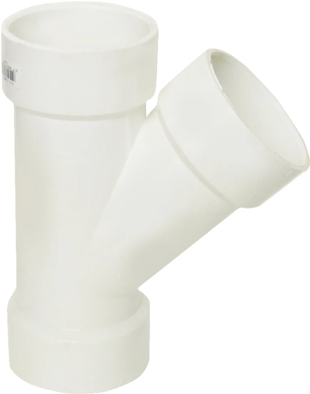 3 Inch Dwv Pvc Wye Fitting, Schedule 40, Hub Connection, White