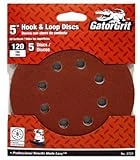 5 Inch 120 Grit 8 Hole Hook And Loop Sanding Discs - 5 Pack