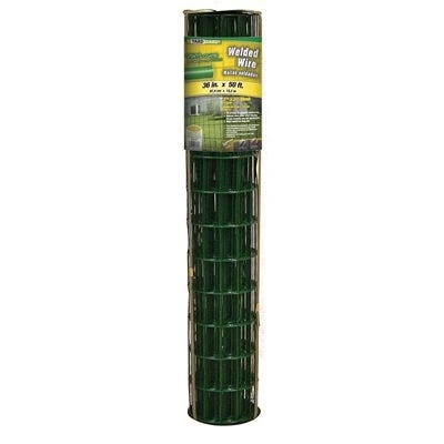 Welded Wire Fence, Green PVC Coated, 2 x 3-In. Mesh, 36-In. x 50-Ft.
