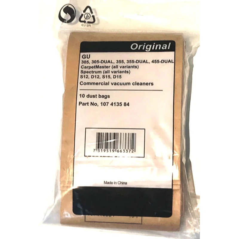 Advanced Spectrum Vacuum Cleaner S-12 Series Paper Bags 10 Pk Part # 1471058500