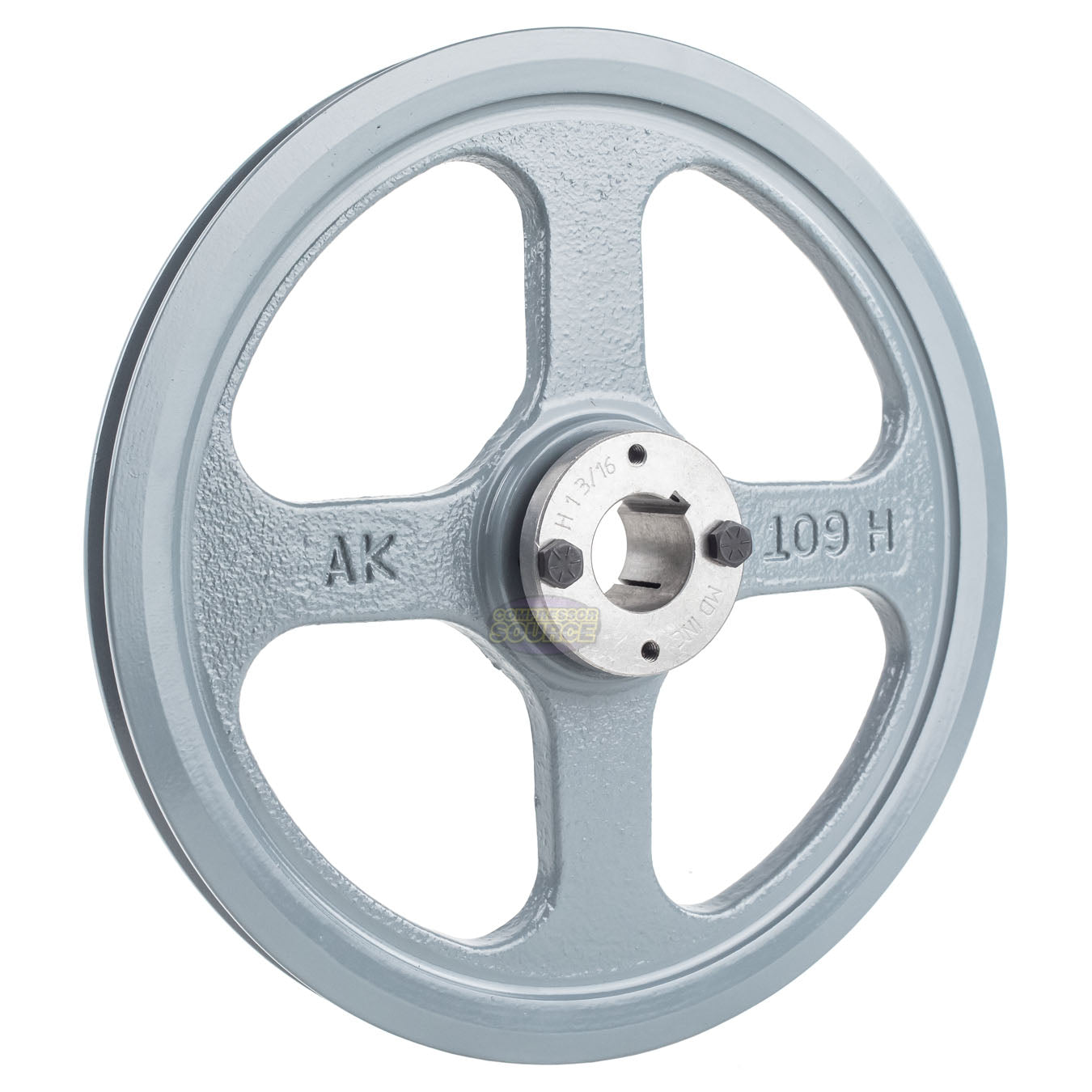 10.75" Single Groove A Section 4L Sheave with 1-3/16" (1.1875") H Style Split Taper Bushing - AK109H