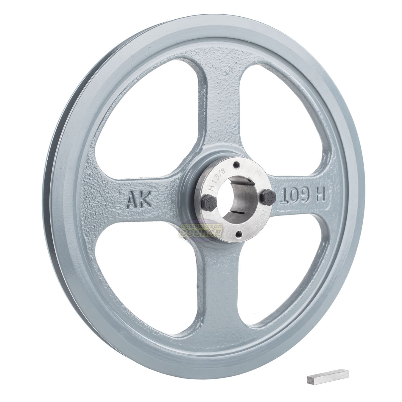 10.75" Single Groove A Section 4L Sheave with 1-3/8" (1.375") H Style Split Taper Bushing - AK109H