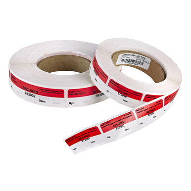 Red/White Security Labels - with Residue