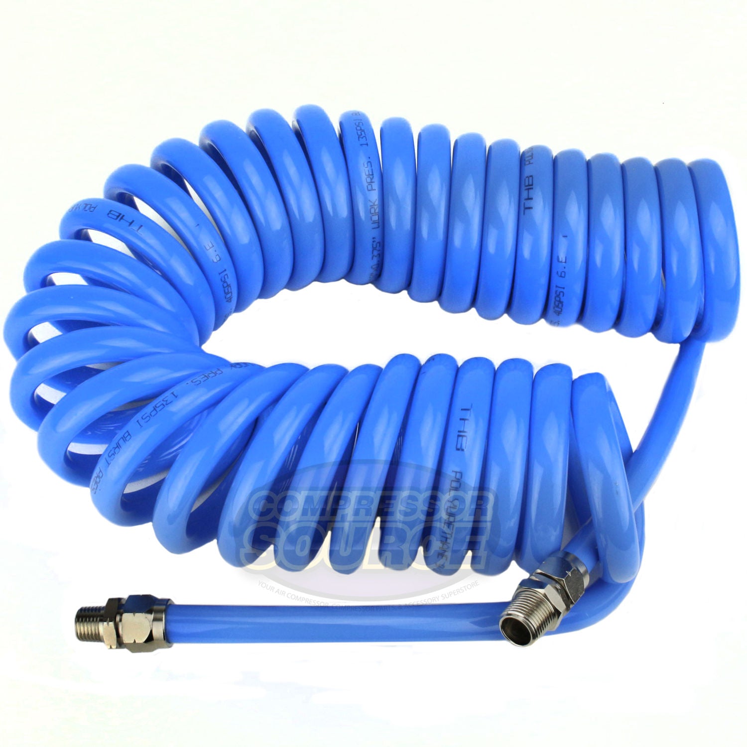 Coiled 3/8" X 25' Polyurethane Air Compressor Coil Hose Recoil AU-2067BL