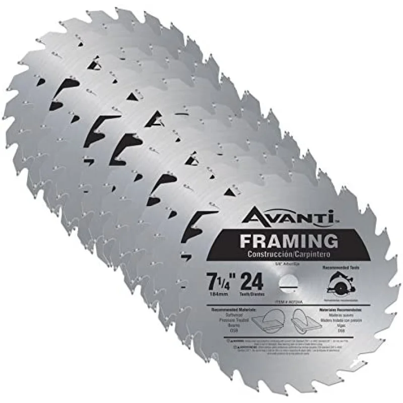 Avanti A0724A 7-1/4-inch 24T 5/8-inch Arbor Framing Circular Saw Blades