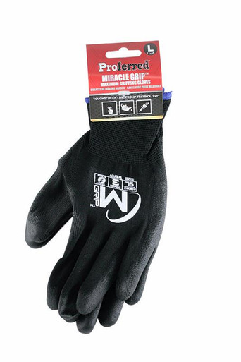 Proferred Miracle Grip Single Coat Industrial Gloves, Touchscreen, Large (Pkg/6)