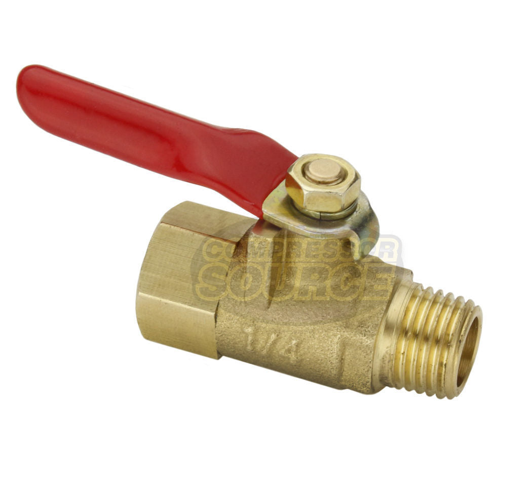1/4" MNPT x FNPT Brass Ball Valve – Tank Drain Shutoff – BV-02