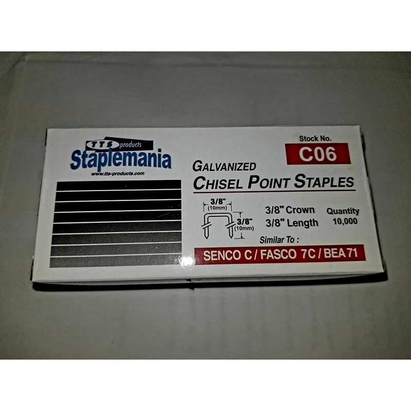 C06 Upholstery Fine Wire Staple 22 Gauge 3/8″ Crown X 3/8″ Leg (7110)