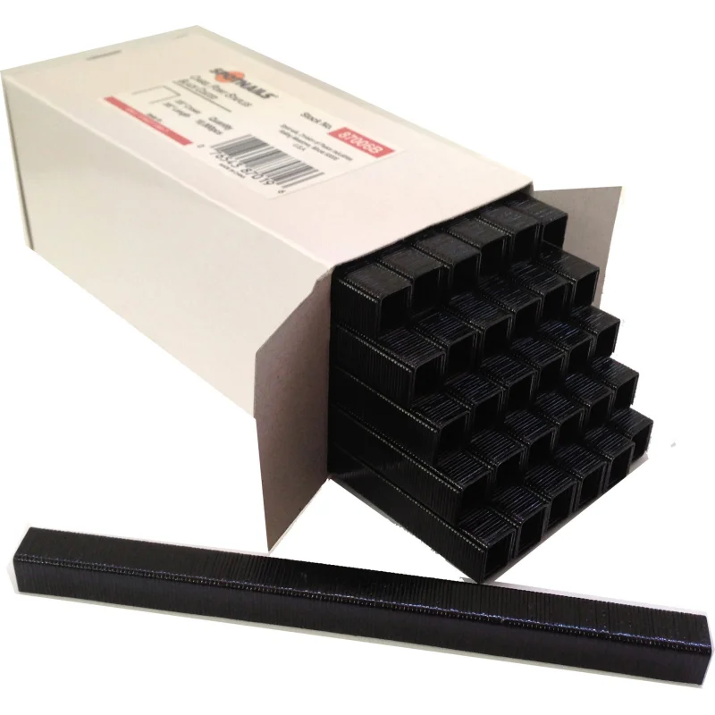 C08 **BLACK **UpholsteryFine Wire Staple 22 Gauge 3/8″ crown, 1/2″ length 87008B