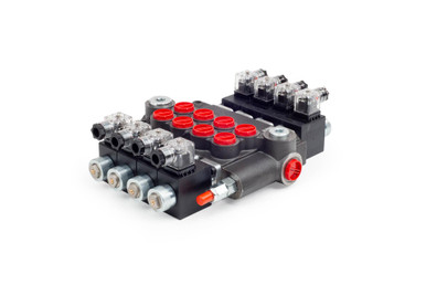 Solenoid Valve 21 GPM, SAE 10 Inlet / SAE 12 Outlet, 4 Spool, Tandem Center