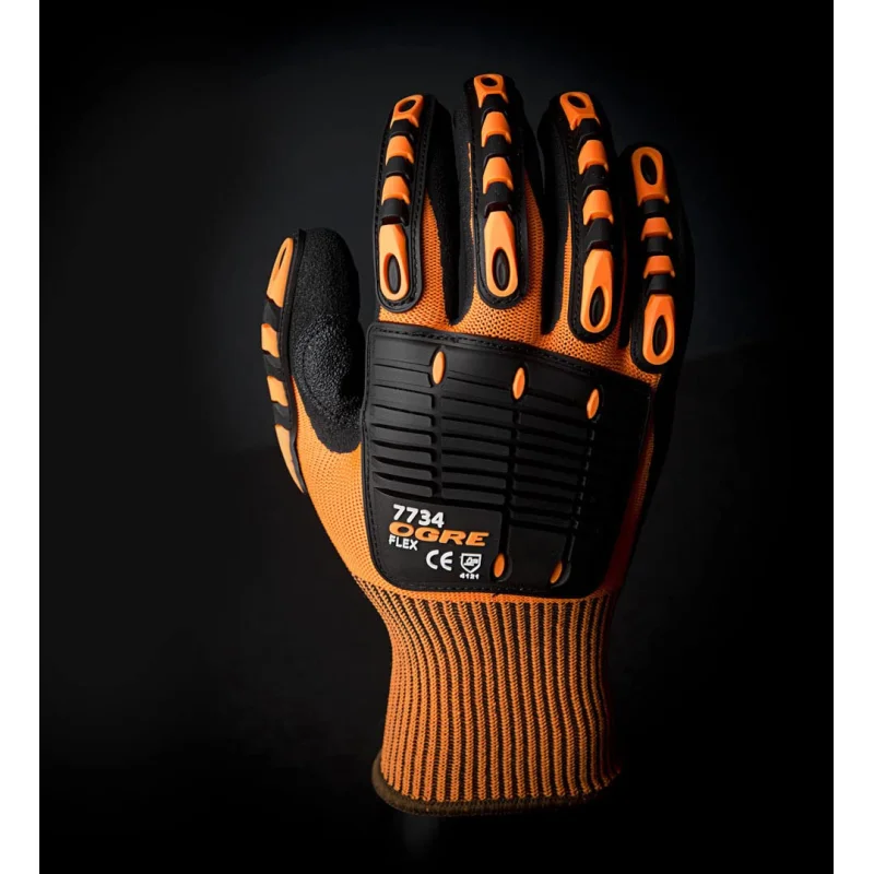 Cordova 7734S OGRE-Flex Sandy Nitrile Hi-Vis Polyester Shell Durable Gloves, Small