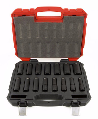 15 Piece 6 Point Deep Impact Metric Proferred 1/2" DriveSocket Set