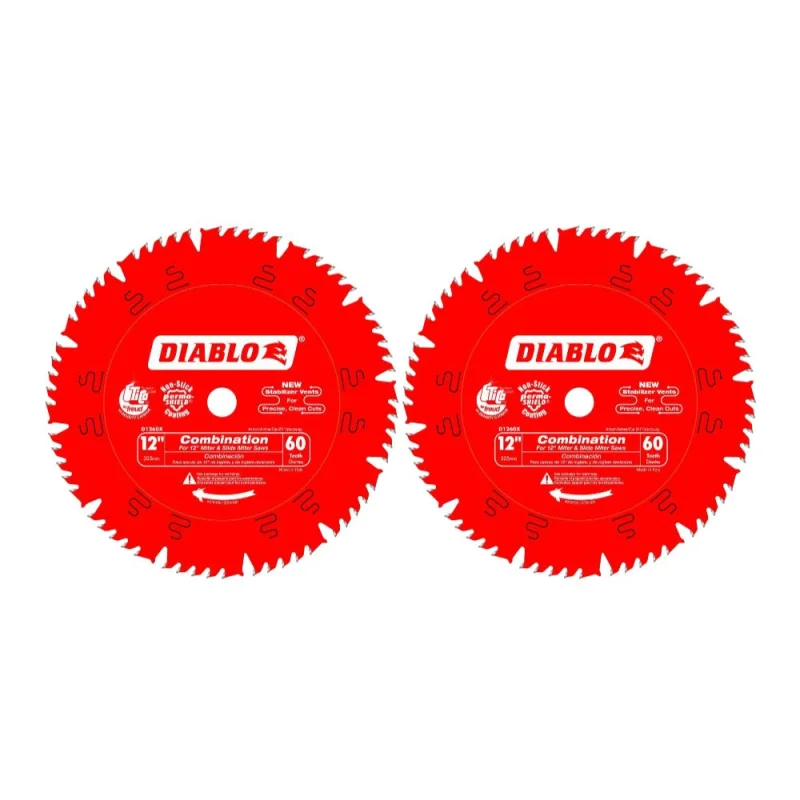 Diablo 12-Inch x 60-Tooth Comb Combination Saw Blade with 1-Inch Arbor (2-Pack)