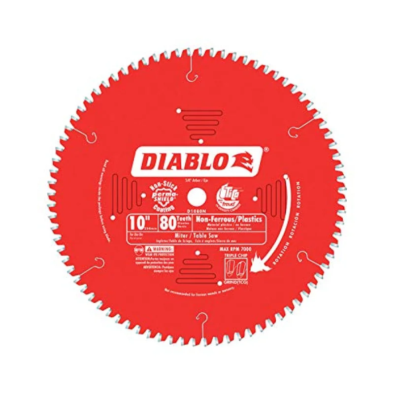 Diablo D1080N 10″ 80T Diablo Non-Ferrous & Plastic Table/Chop/Slide Miter