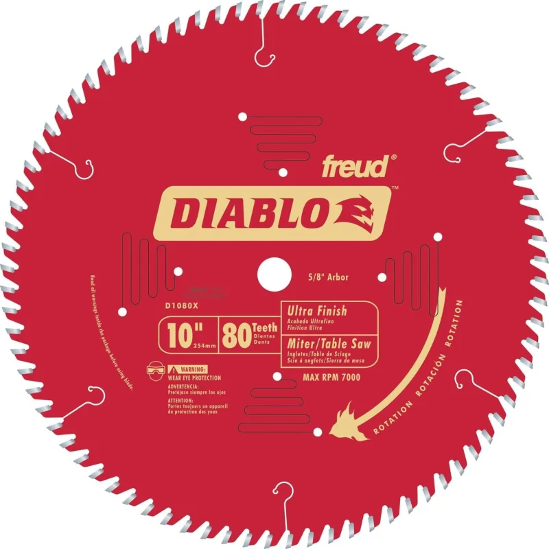 Diablo D1080X 10″ 80 TPI Ultra Finish Chop/Slide Miter and Table Saw Blade