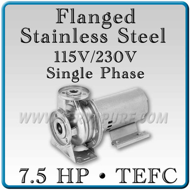 Webtrol FC5075T Flanged Connection Centrifugal Pump, 7.5 Hp