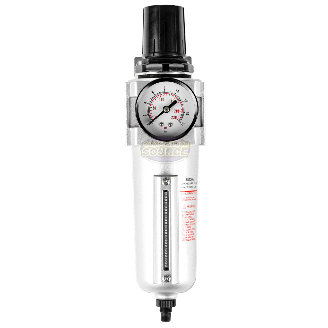 3/4" Air Compressor Regulator & Filter Combo Pressure Gauge Auto Drain FR726NA