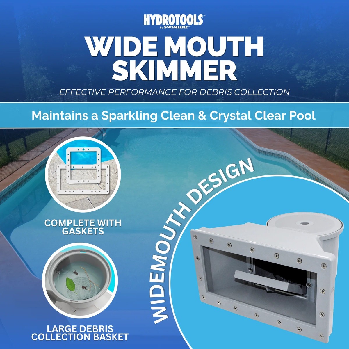 Gray Wide Mouth Thru-Wall Skimmer from HydroTools