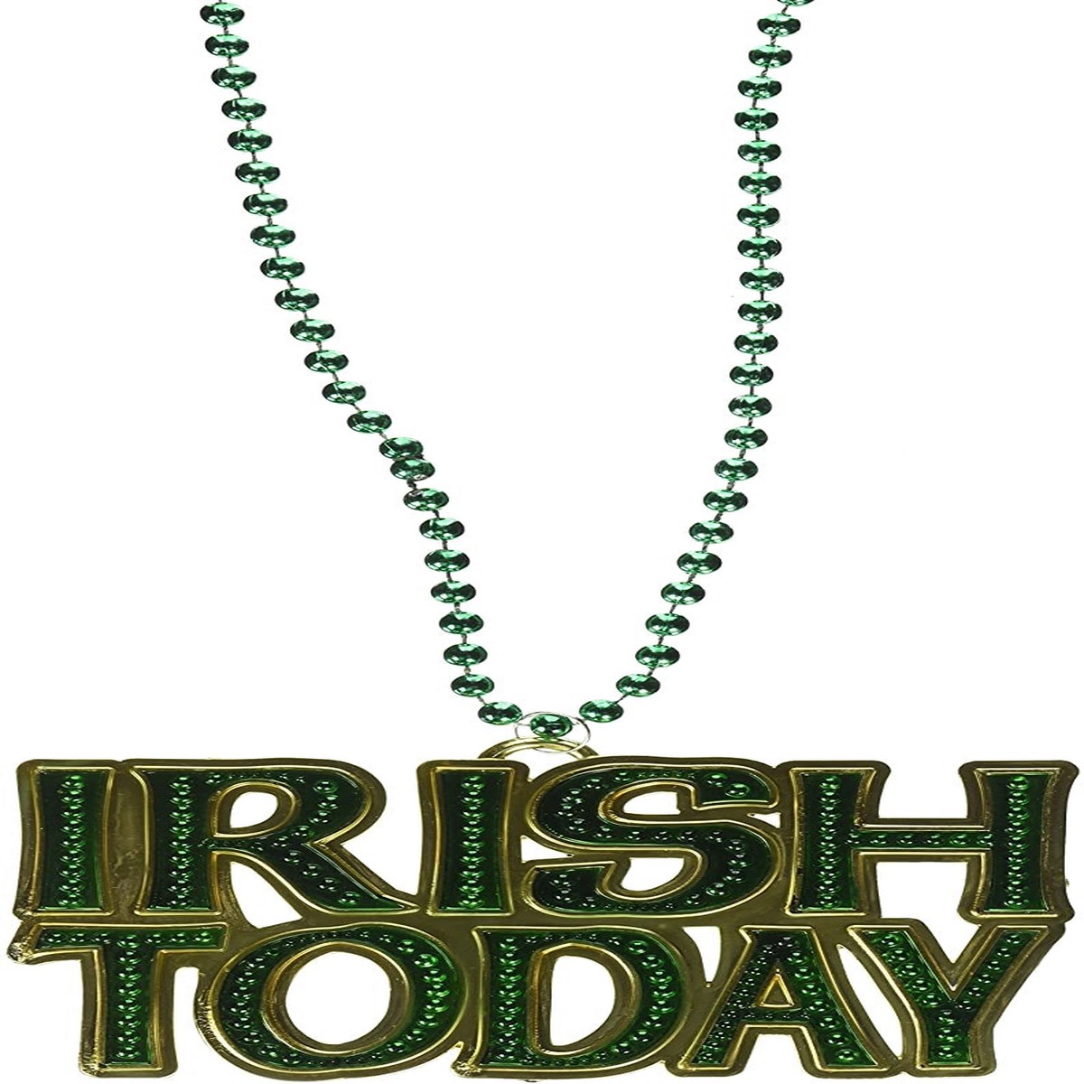 Green Beads with Irish Today Medallion